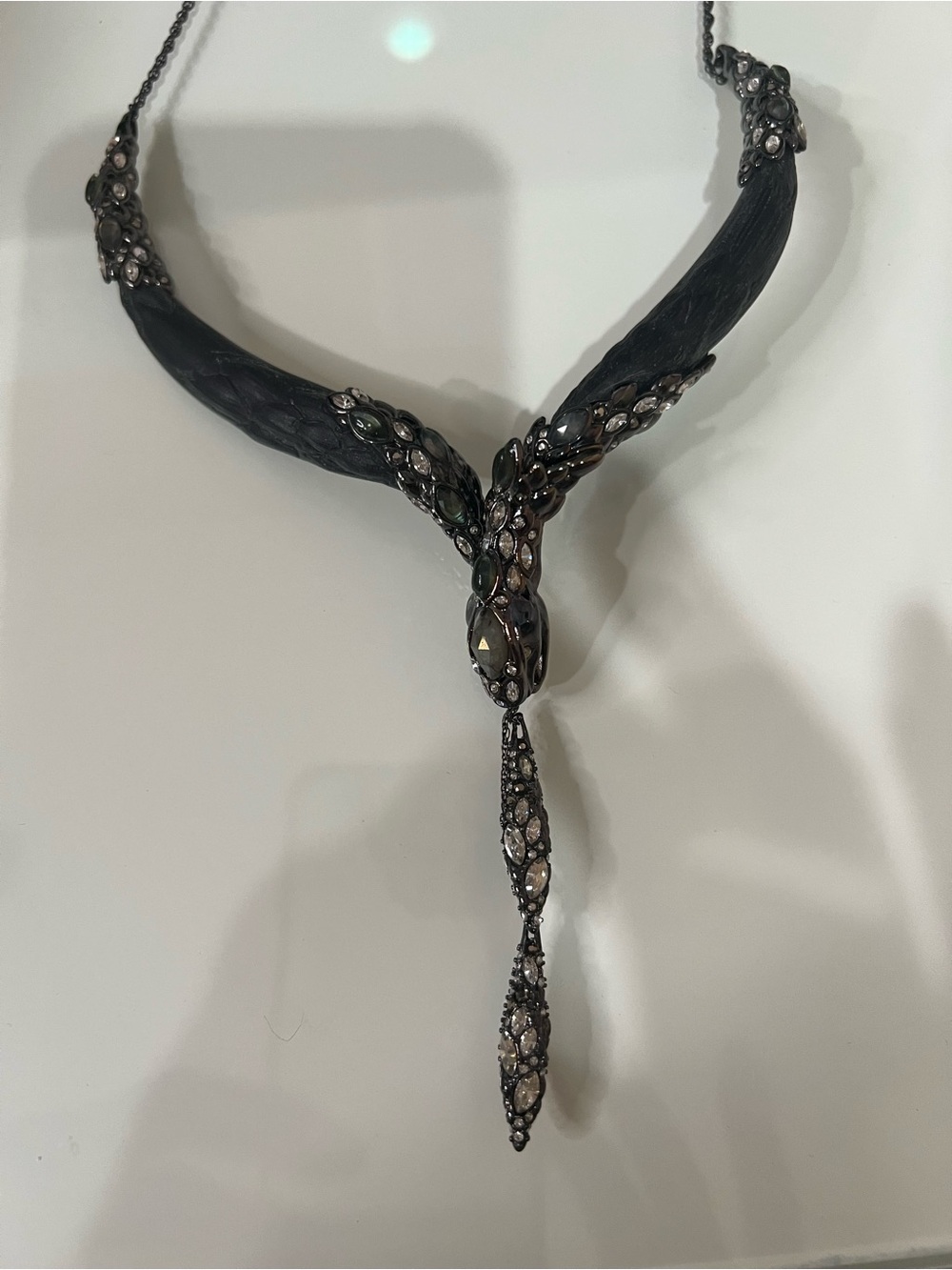 Alexis Bittar lucite rhinestone lariat necklace